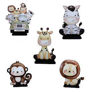 Kit Display Adesivo Decorativo Safari Placa Totem De Mdf