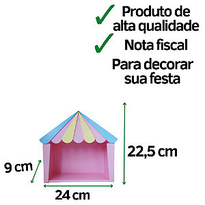 Mini Tenda Circo Rosa BB Azul Amarelo Candy Festa Decora MDF