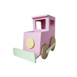 CARRINHO MDF LOCOMOTIVA ROSA BEBE