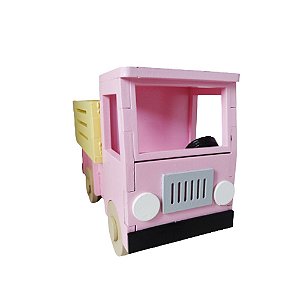 CARRINHO MDF C/ CARROCERIA  ROSA /AMARELO CANDY