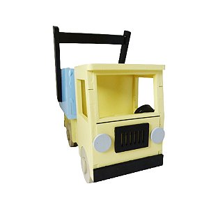 CARRINHO MDF DE CAÇAMBA  GUINCHO AMARELO CANDY/AZUL BEBE