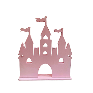 Display Castelo Decoração Princesas Festas MDF Rosa Bebê