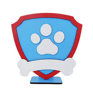 Display Escudo Cães Heróis Azul Com Osso Decorativo