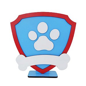 Display Escudo Cães Heróis Azul Com Osso Decorativo