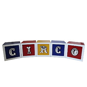 Jogos de Cubos MDF Circo 10x10 Colorido Decorativo Letras