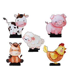 Kit Display Adesivo Decorativo Fazendinha Placa Totem De Mdf