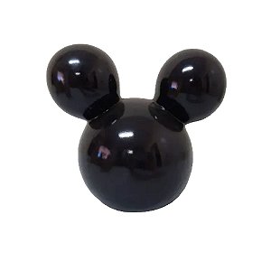 Cabeça Mouse Cerâmica Preto Decorativo Enfeite