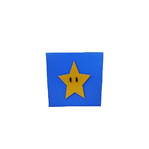 Cubo MDF 10X10 Estrela Amarelo Cubo Azul Jogos Games