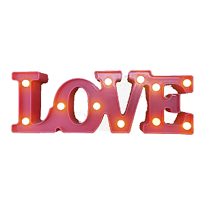 LOVE Letreiro Peq Verm Led Luz Amarela Decorativo Enfeite