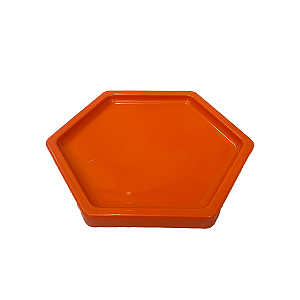 Bandeja Mosaico Sextavada Grande Laranja Decorativa Festa