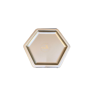 Bandeja Mosaico Sextavada Pequeno Dourado Decorativa