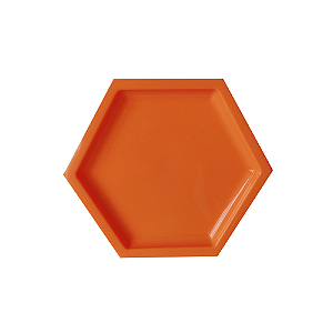 Bandeja Mosaico Sextavada Pequena Neon Laranja Decorativa