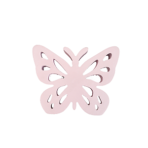 BORBOLETA FRICOTE MDF PEQUENA ROSA BEBE
