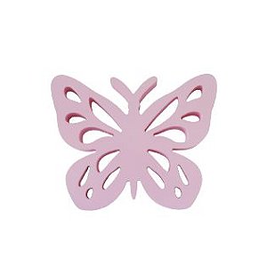 BORBOLETA FRICOTE MDF PEQUENA ROSA BEBE