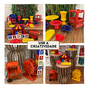 Carrinho De Pipoca Vermelho Rodas Preta Festa Circo Mdf