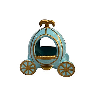 CARRUAGEM CERAMICA DOURADA COM AZUL