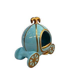 CARRUAGEM CERAMICA DOURADA COM AZUL