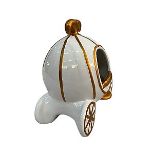 CARRUAGEM CERAMICA DOURADA COM BRANCO