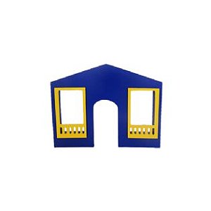 Casa Da Vila Festa Junina Pequena Azul Com Amarelo Decoração