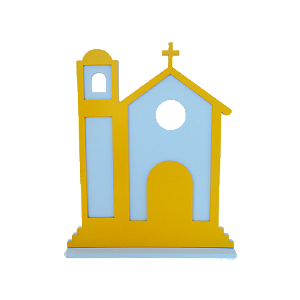 IGREJA NA BASE FESTA JUNINA AZUL E AMARELO