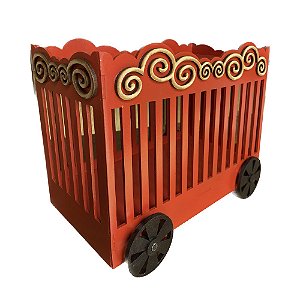 Jaula Circo Vermelho Rodas Preta Decoração Festa MDF