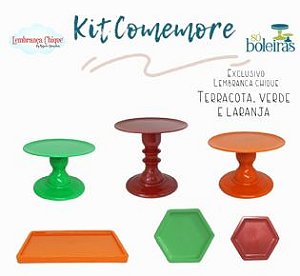 Kit Festa Comemore Só Boleiras 5 Pcs Terracota Verde Laranja