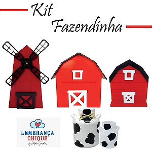 Kit Fazendinha Vermelho Decorativo Mesa Festa Tema Roça