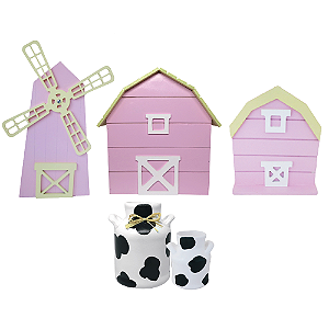 Kit Fazendinha Rosa Candy Decorativo Mesa Festa Tema Roça
