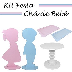 Kit Festa Chá Revelação Decorativo Bebê Cenário Para Mesa