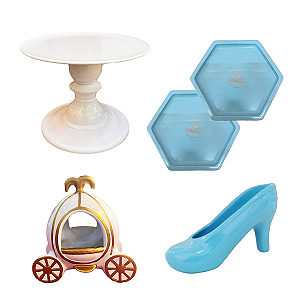 Kit Festa Princesa Azul Enfeite Decoração Para Festas 5pçs