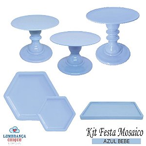 Kit Festa Mosaico Azul Candy Peças Decorativas Só Boleiras