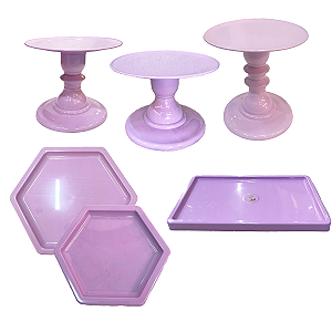 Kit Festa Mosaico Lilás Peças Decorativas Mesa Só Boleiras