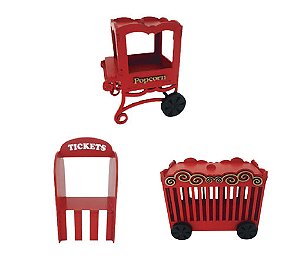 Kit Mini Circo Decoração Para Festa Vermelho MDF 3 Peças