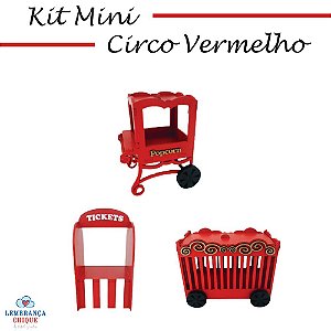 Kit Mini Circo Decoração Para Festa Vermelho MDF 3 Peças