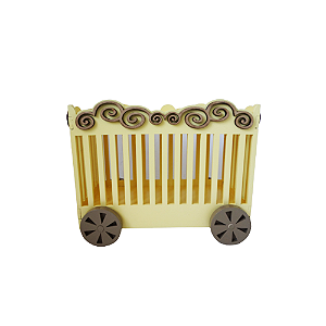 Mini Jaula Amarelo Candy Rodas Bege Decoração Circo Mdf