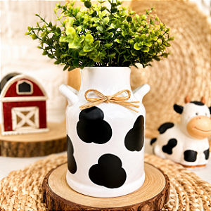 Leiteira Cerâmica Vaquinha Decorativa Cachepot Vaso Festa