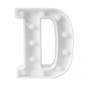 LETRA LED D PLASTICO BRANCO 22CM