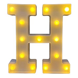 LETRA LED H PLASTICO BRANCO 22CM