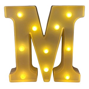 LETRA LED M PLASTICO BRANCO 22CM