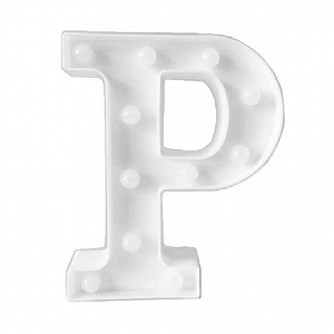 LETRA LED P PLASTICO BRANCO 22CM