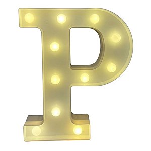 LETRA LED P PLASTICO BRANCO 22CM