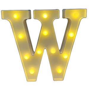 LETRA LED W PLASTICO BRANCO 22CM