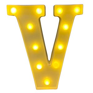 LETRA LED V PLASTICO BRANCO 22CM