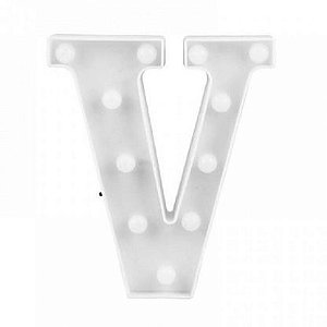 LETRA LED V PLASTICO BRANCO 22CM