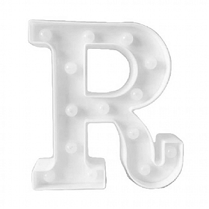LETRA LED R PLASTICO BRANCO 22CM