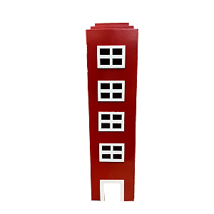 Prédio 4 Janelas Mod2 Vermelho Decorativo Festas MDF