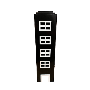 Prédio 4 Janelas Mod2 Decorativo Festas MDF Preto