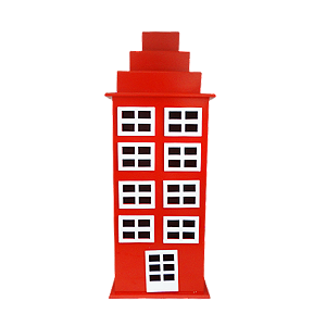 Prédio 8 Janelas Modelo 2 Decorativo Festas MDF Vermelho