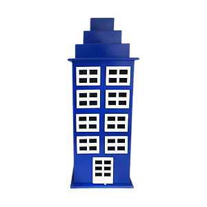 Prédio 8 Janelas Modelo 2 Decorativo Festas MDF Azul Royal