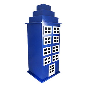 Prédio 8 Janelas Modelo 2 Decorativo Festas MDF Azul Royal